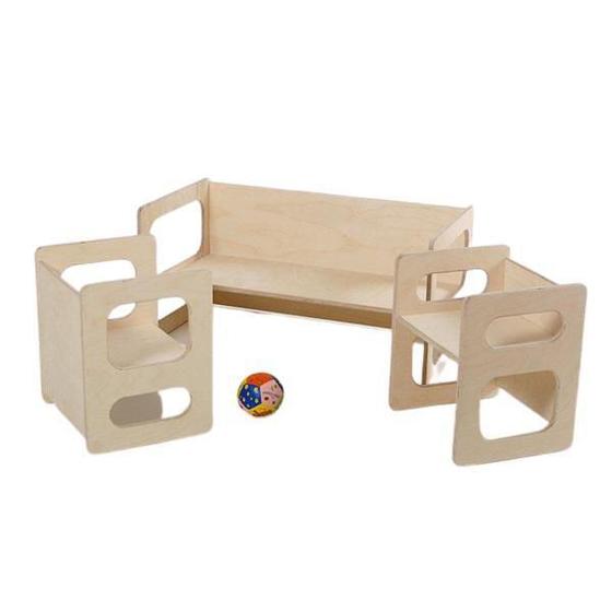 Imagem de Mesa Infantil Montessori Com 2 Cadeiras Feita Em Mdf 15Mm