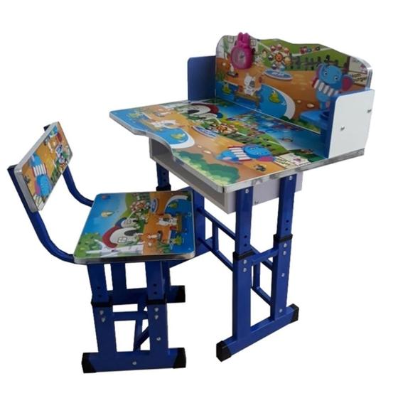 Imagem de Mesa infantil para brincadeira e estudo mesa e cadeira altura ajustavel didatica meninos azul