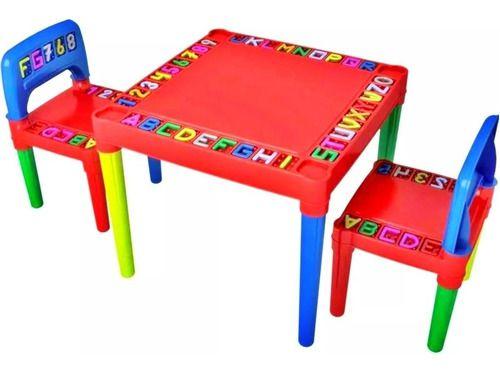 Imagem de Mesa Infantil Plástico Mesinha Educativa Didática 2 Cadeiras - VERMELHA