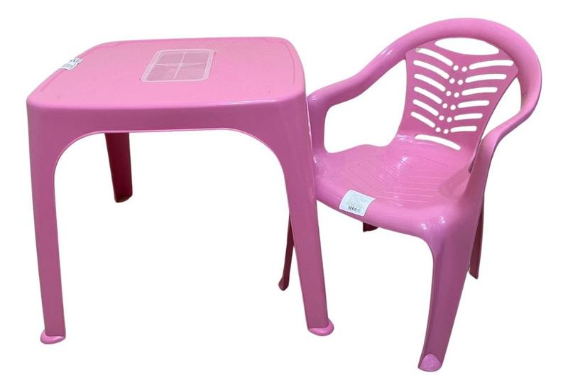 Imagem de Mesa Infantil Rosa + 01 Cadeira Infantil Plasnorthon Kit