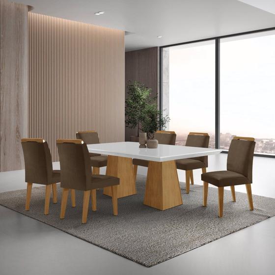 Imagem de Mesa Inovare 180 Tp Mdf Vidro/canto Reto com 6 Cadeiras Bugatti