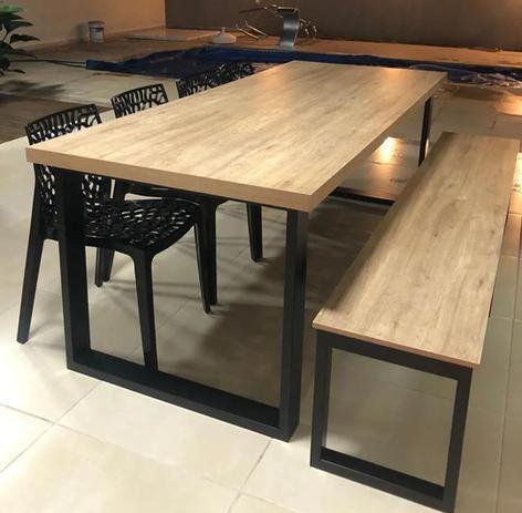 Mesa Jantar Estilo/Modelo Industrial com 1 banco (1,60x80) Menor preço em Mesa Jantar Estilo/Modelo Industrial com 1 banco (1,60x80)