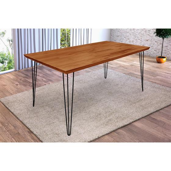 Mesa Jantar Industrial Lanna 1,60m Madeira Maciça Pés Clips - Imbuia Menor preço em Mesa Jantar Industrial Lanna 1,60m Madeira Maciça Pés Clips - Imbuia