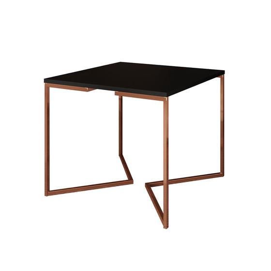 Imagem de Mesa Jantar Industrial Preta Quadrada 90cm Base Cobre V