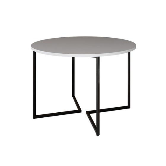 Imagem de Mesa Jantar Industrial Redonda Base V Ferro Tampo 110cm Branco