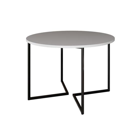Imagem de Mesa Jantar Industrial Redonda Branca Base V Ferro Preto Tampo 110cm
