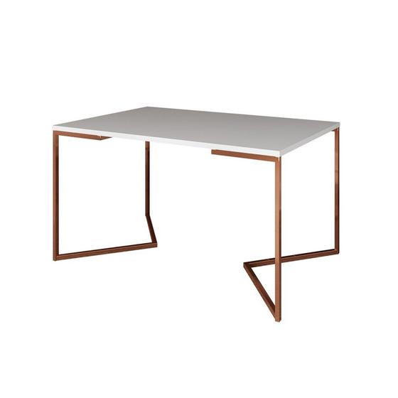 Imagem de Mesa Jantar Industrial Retangular 137x90cm Base Cobre V Branco