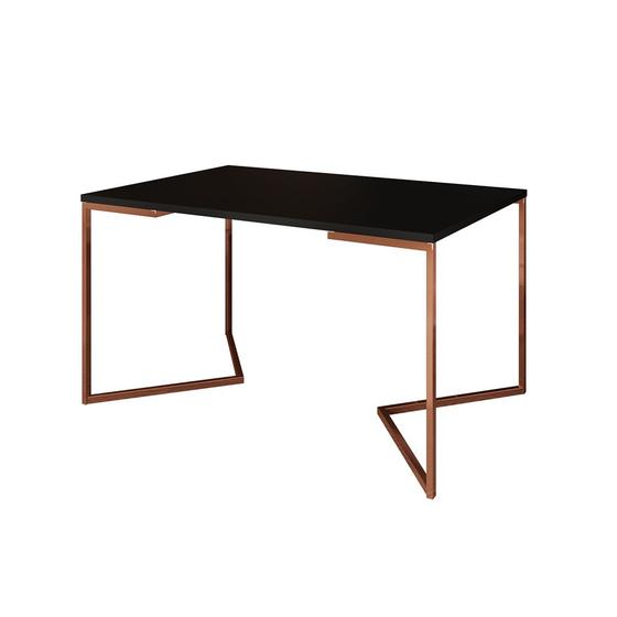 Imagem de Mesa Jantar Industrial Retangular 137x90cm Preta Base Cobre V