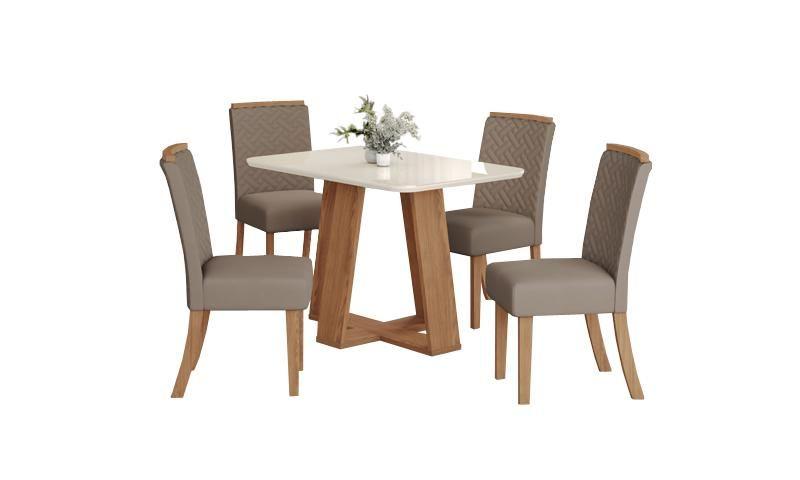 Imagem de Mesa Jantar Lins 120 4 Cadeiras Malu Amendoa - Henn
