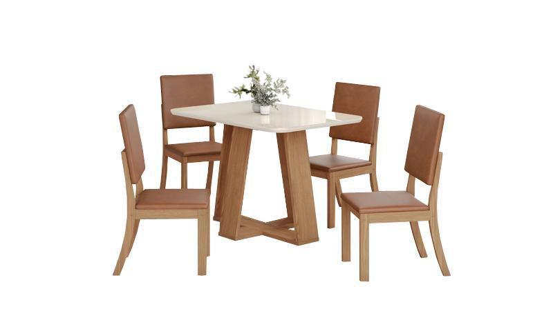 Imagem de Mesa Jantar Lins 120 4 Cadeiras Mila Plus Caramelo - Henn