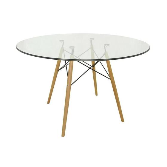 Imagem de Mesa Jantar Redonda Eames Eiffel Tampo Vidro Incolor 120 Cm