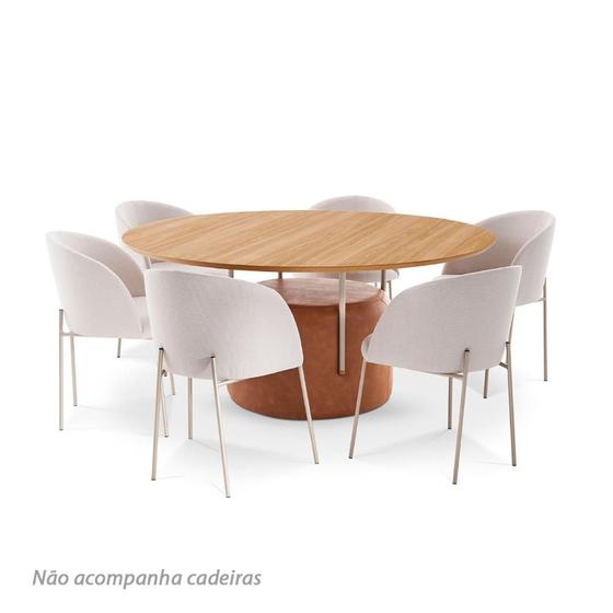 Imagem de Mesa Jantar Redonda Sartor 1,6m Base em Metal Estofada MDF