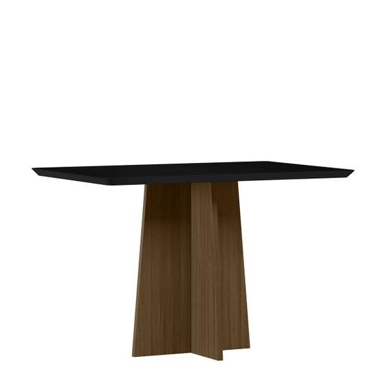 Imagem de Mesa Jantar Retangular 120 x 80 Com Vidro 3mm Julia Sem Cadeiras - Imbuia - Preto - ÉdeCasaMóveis