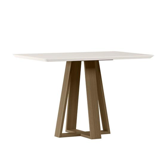 Imagem de Mesa Jantar Retangular 120 x 90 Com Vidro 3mm Bella Sem Cadeiras Amendoa - Off White - ÉdeCasaMóveis