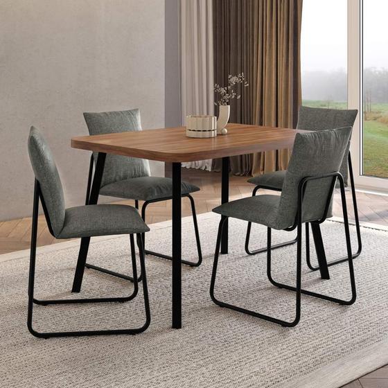 Imagem de Mesa Jantar Retangular 120cm c/ 4 Cadeiras Soft Estofada NP