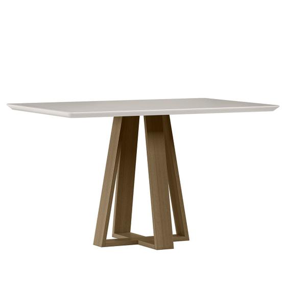 Imagem de Mesa Jantar Retangular 135 x 80 Com Vidro 3mm Lectus Sem Cadeiras - Amendoa - Off White  - New Ceval