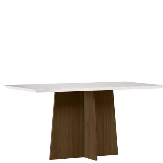 Imagem de Mesa Jantar Retangular 160 x 90 Com Vidro 3mm Julia Sem Cadeiras - Imbuia - Off White -  ÉdeCasaMóveis