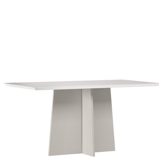 Imagem de Mesa Jantar Retangular 160 x 90 Com Vidro 3mm Julia Sem Cadeiras - Off White -  ÉdeCasaMóveis