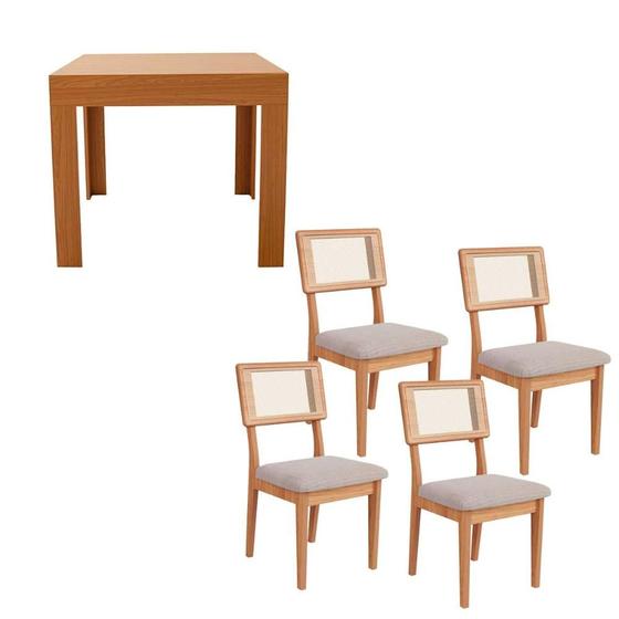 Imagem de Mesa Jantar Retangular Extensível e 4 Cadeiras Estofadas MDF