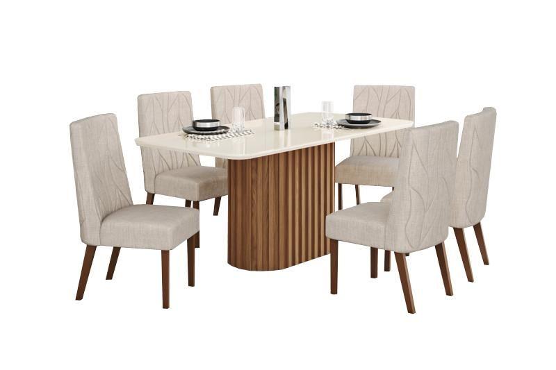 Imagem de Mesa Jantar Solana 180 6 Cadeiras Eloa Linho - Henn