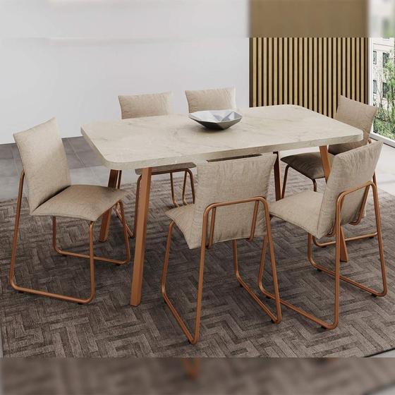 Imagem de Mesa Jantar Stellar Retangular 160cm + 6 Cadeiras Soft PR