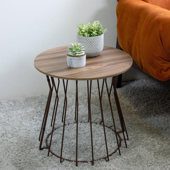 Imagem de Mesa Lateral Aço Corten/Castanho Sala de Estar