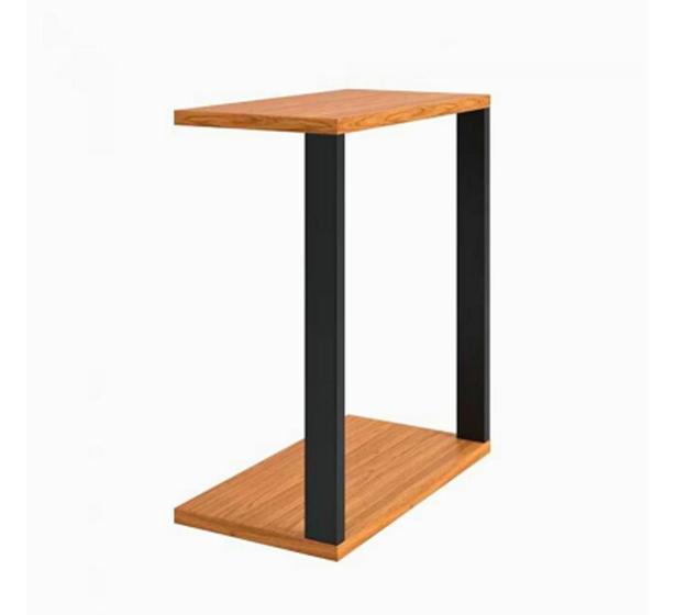 Imagem de Mesa lateral aço/ferro/mdf estilo industrial mobbili ml-01