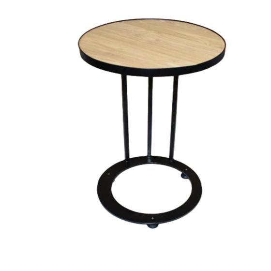 Imagem de Mesa lateral aço/ferro/mdf estilo industrial mobbili ml-03