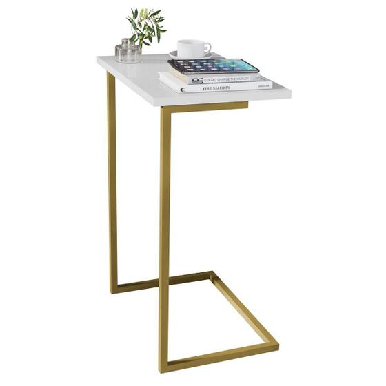 Imagem de Mesa Lateral Apoio Sofá E Decoração Jb 4775 - Allure Branco