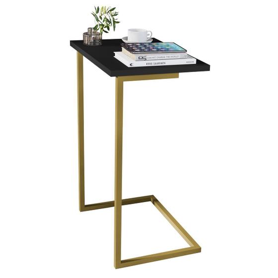 Imagem de Mesa Lateral Apoio Sofá E Decoração Jb 4775 - Allure Preto