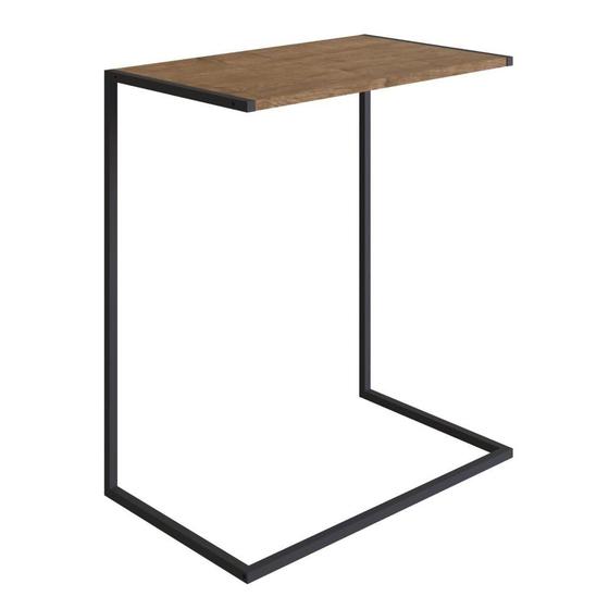 Imagem de Mesa Lateral Apoio Sofá Steel Quadra Industrial Artesano 58 cm (largura) MDP Vermont Estrutura em Aço Preto