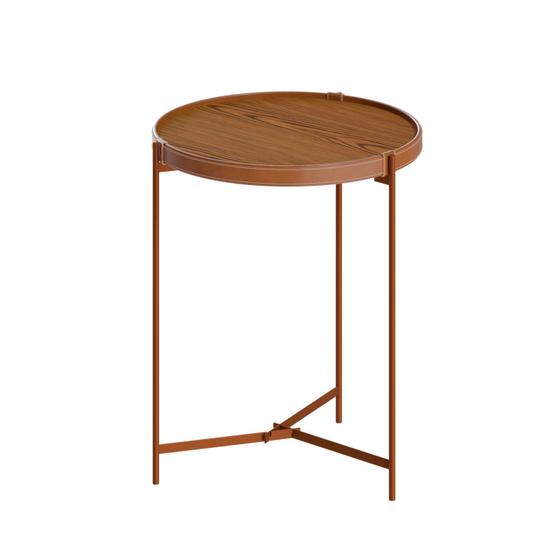 Imagem de Mesa Lateral Aqua 57 Freijo com Cobre - Imcal Moveis