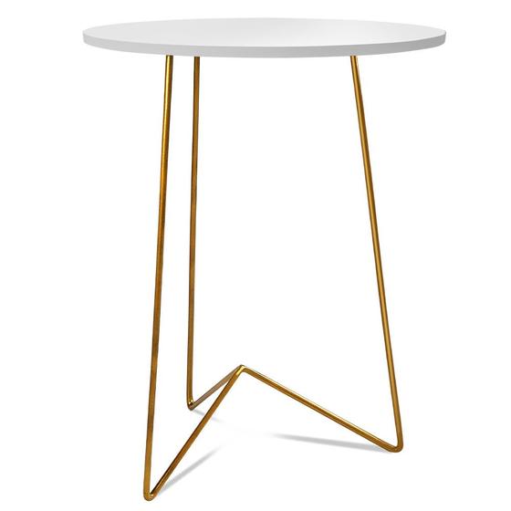 Mesa Lateral Athenas Alta - Dourada/Branco Menor preço em Mesa Lateral Athenas Alta - Dourada/Branco