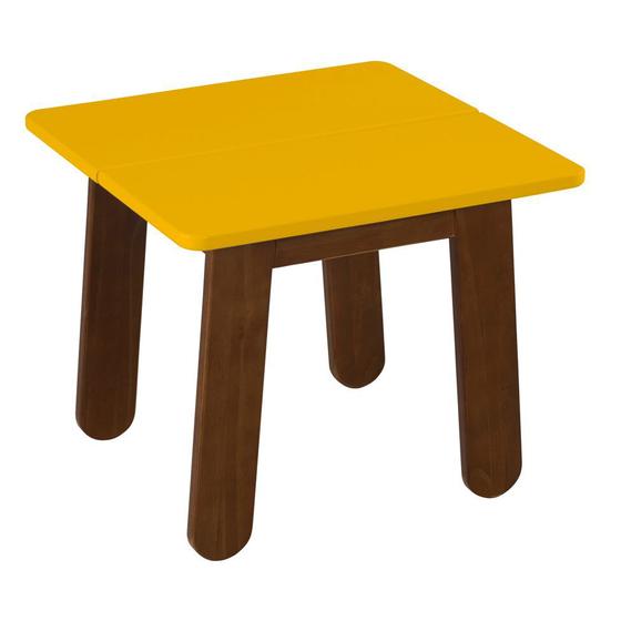 Imagem de Mesa Lateral Baixa Paleta Nogal e Amarelo