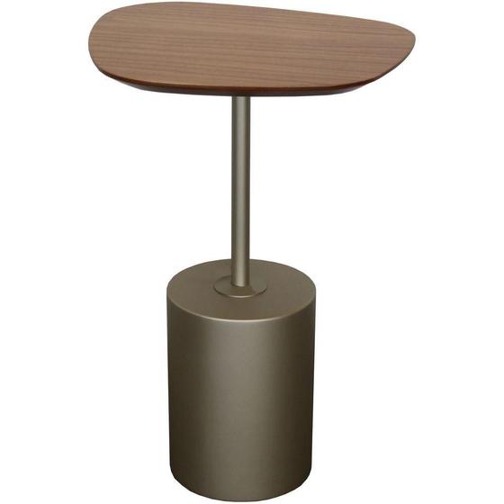 Imagem de Mesa Lateral Cilindro Mini cor Amêndoa Suave com Base Bronze Light 38 cm - 72362