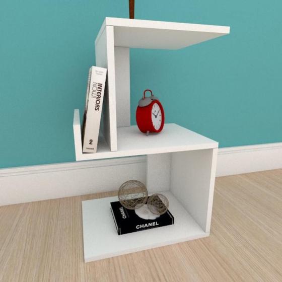 Imagem de Mesa Lateral com suporte para livros em mdf branco