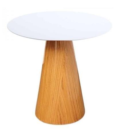 Imagem de Mesa Lateral Cone Base Laminada em Madeira Natural e Tampo 51 cm - Laqueado