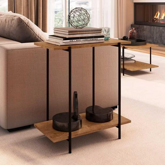 Mesa Lateral de Apoio Industrial Com Estrutura em Aço 60 cm - Artesano ...