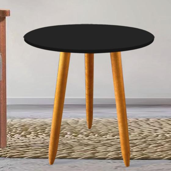 Imagem de Mesa Lateral de Canto Apoio Centro Pé Palito Madrid Tampo MDF Preto - Ahz Móveis