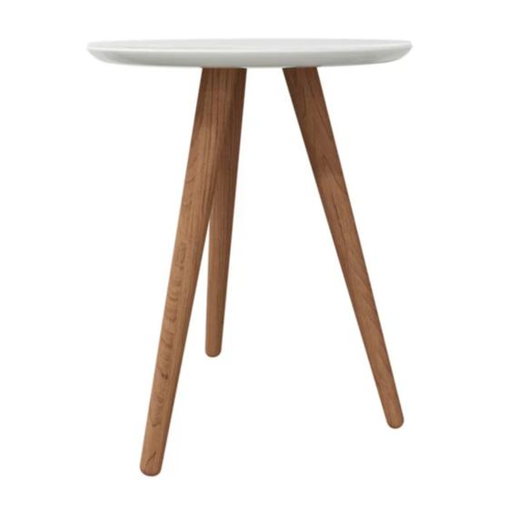 Imagem de Mesa Lateral Decorativa Athenas 60cm Altura Vidro Laca Pés Madeira Maciça 45x45 - Bordinhon