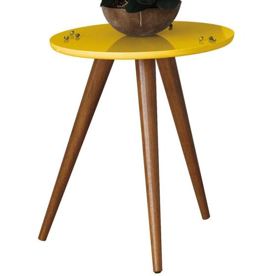 Mesa Lateral Decorativa Sofia Amarelo Pés Palito - Lyam Decor Menor preço em Mesa Lateral Decorativa Sofia Amarelo Pés Palito - Lyam Decor