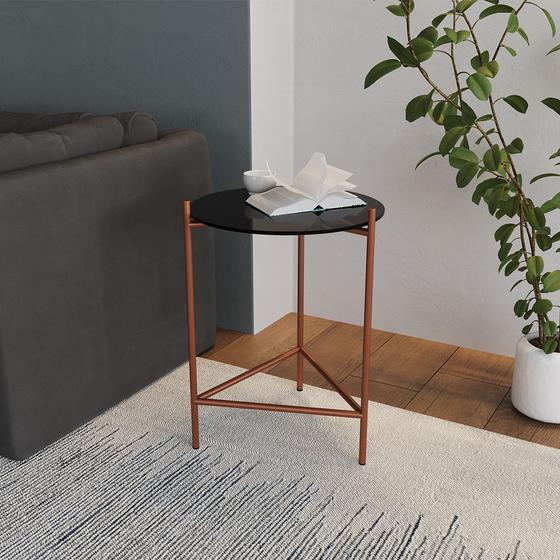 Imagem de Mesa Lateral Industrial Marbella Cobre com Preto 