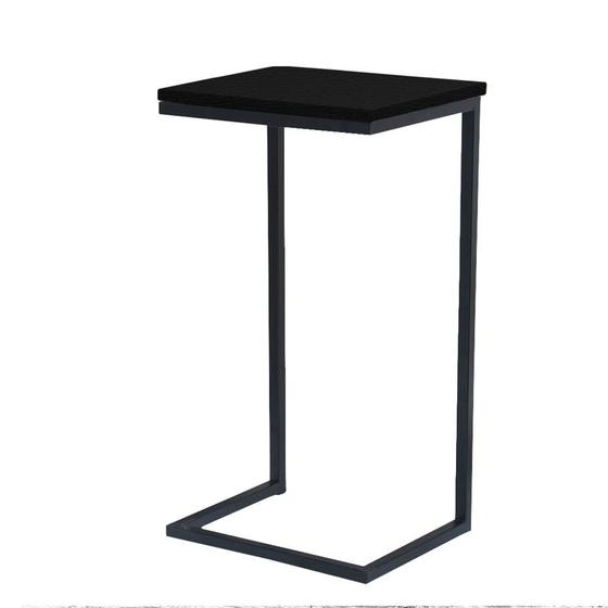 Mesa Lateral ou Canto para Sala ou Apoio de Sofá Metal Preto Corano Preto - Folk Móveis Menor preço em Mesa Lateral ou Canto para Sala ou Apoio de Sofá Metal Preto Corano Preto - Folk Móveis