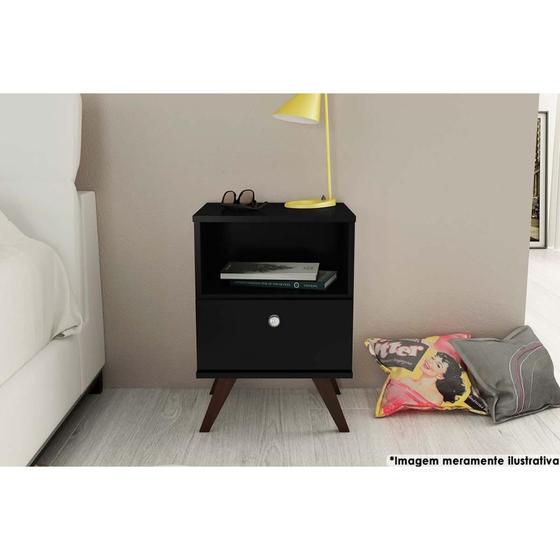 Imagem de Mesa Lateral p/ Sala RT3019 c/ 1 Gaveta Preto - Movelbento