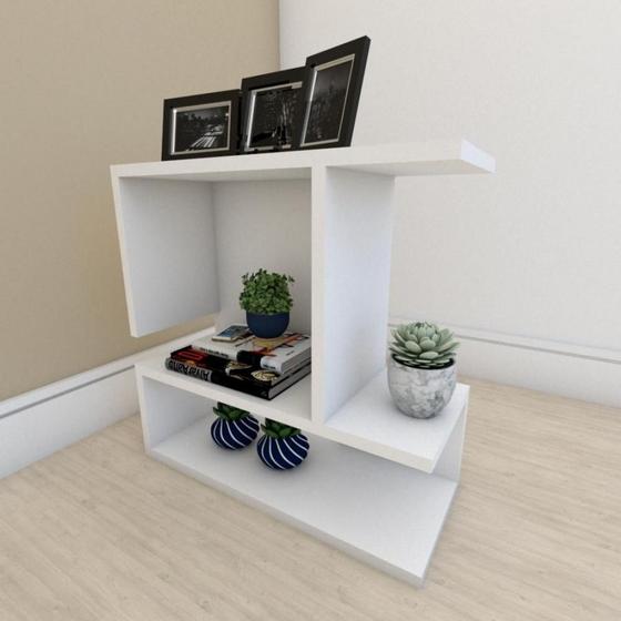 Imagem de Mesa Lateral para sofá simples em mdf Branco