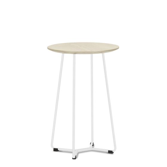 Imagem de Mesa Lateral Pix Tampo em MDF cor Carvalho Claro Base em Aco Tubular Branco 40 cm (ALT) - 55377