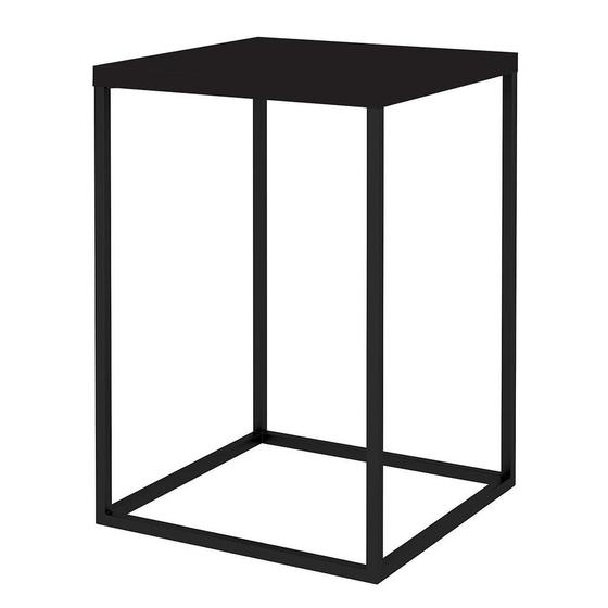 Imagem de Mesa Lateral Quadrada Cube Preta 58 cm