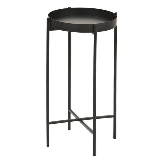 Imagem de Mesa Lateral Redonda com Bandeja Apoio Sala Aço Collie 30x60