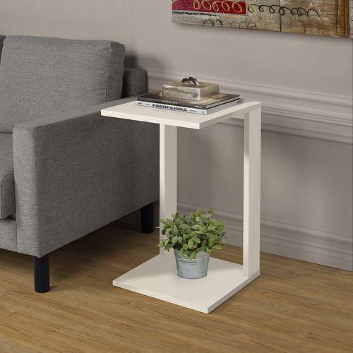 Imagem de Mesa Lateral Retro Apoio Design Moderno Lar Chique Off White