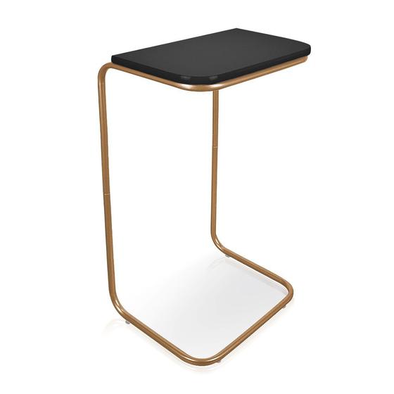 Imagem de Mesa Lateral Tampo Multiuso Para Sofá Base  Dourado - D'Rossi